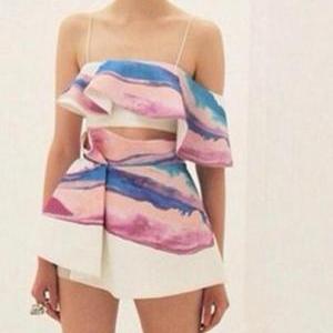 CUTE COLORFUL TWO PIECE SKIRT AND T..