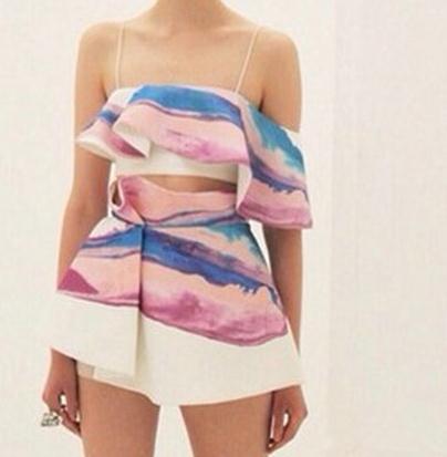 CUTE COLORFUL TWO PIECE SKIRT AND TOP