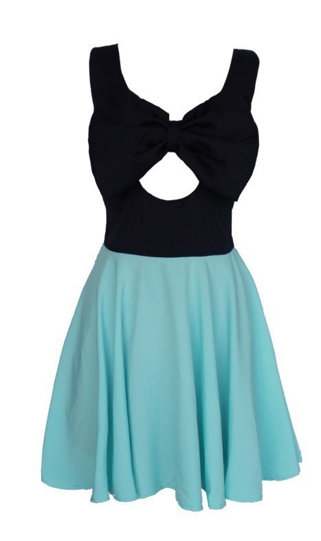 CONTRAST HIS CHEST WITH BOWKNOT CONNECT DRESS SKIRT on Luulla